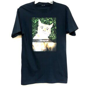 Snapcat Graphic T-Shirt Black Short Sleeve Unisex Medium Cotton Blend
